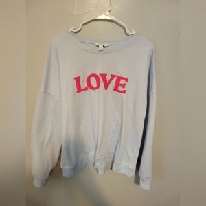 Nine West Pale Blue "LOVE' Sweatshirt- XL- Great Shape!